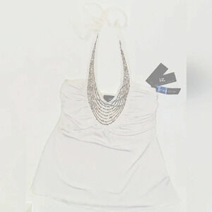 White beaded halter top nwt